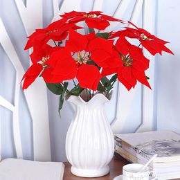 Decorative Flowers 1PC Handmade Event Wedding Fake Bouquet Christmas Flower Decoration Simulation 5/7 Heads High Quality DIY Creative