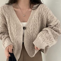 Women's Knits Vintage Twist Sweater Cardigans For Women Korean Style Elegant Loose Knitted Jackets 2023 Autumn Winter Short Coats