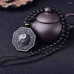 Chains Obsidian Yin Yang Necklace Pendant Chinese Taiji-Bagua Men's Jewelry Women's High Quality Gossip For Unisex