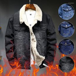 Men's Jackets Winter Thick Plush Denim Jacket Outerwear Slim Fashion Classic Style Thickened Warm Windproof Male Fleece Jean Coat