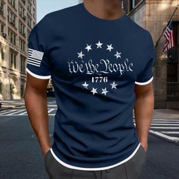 Men's T Shirts Big & Tall For Men Independence Day Flag Print Two Spring/summer Leisure Sports Comfortable Stripe Tee