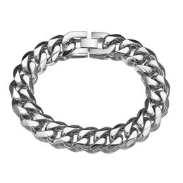 15mm Bracelet for Men Women Curb Cuban Link Chain Stainless Steel Mens Womens Bracelets Chains Fashion Jewelry3347
