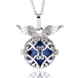 Pendant Necklaces 1PC Stainless Steel Tone Angel Caller Open Locket Essential Oil Diffuser Necklace Aroma With Lava Rock12630