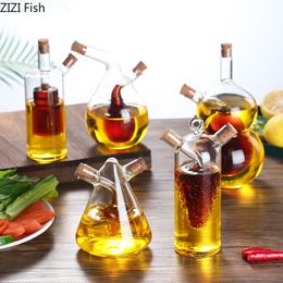 Kitchen Storage Organisation 2-in-1 Double Layer Bottle Sauce Oil Vinegar Glass Bottle Condiment Seasoning Sealed Kitchen Storage Bottles Jars Kitchen Tools 230923