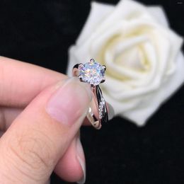 Cluster Rings Test Positive 1.5Ct 7.5mm D Color Moissanite Engagement Diamond Ring AU750 18K White Gold Top Quality Female Jewelry