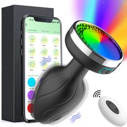Anal Toys LED Buttplug Wireless Remote Control Vibrating Plug Butt Vibrator Prostate Massage Masturbators Sex for Men Women 230923