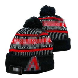 Men's Caps Hats All 32 Teams Knitted Cuffed Pom Arizona Beanies Striped Sideline Wool Warm USA College Sport Knit Hat Hockey Beanie Cap for Women's