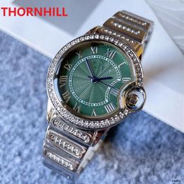 Luxury Women Full Diamonds fashion watches Time Table 35mm Relojes De Marca Mujer silver Lady Dress Wristwatch Quartz Clock226S