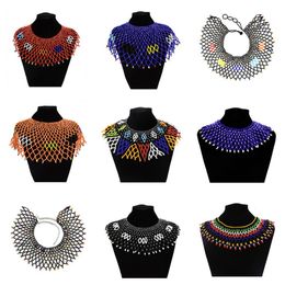 Chokers African Ethnic Colorful Bead Bib Choker Necklace for Women Indian Tribal Festival Party Wedding Collar Nigeria Statement Jewelry 230923