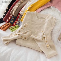 Women's Sweaters Thick Sweater Long Sleeve Pullover Autumn Winter Clothes Button O Neck Sweater Female Casual Streetwear Knitted Top Soft Jumper L230925