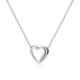 Chains 925 Sterling Silver Love Heart Necklace For Women Girl Cute Romantic Stereoscopic Design Jewelry Party Gift Drop