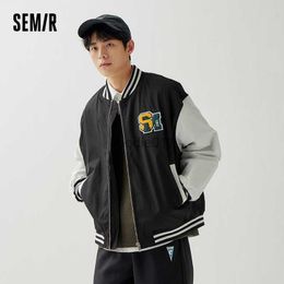 Men's Jackets Semir Men Jacket Autumn New Exquisite Terry Embroidery Fashion Contrast Color Splicing Baseball Uniform Trendy Jacket for Men L230925