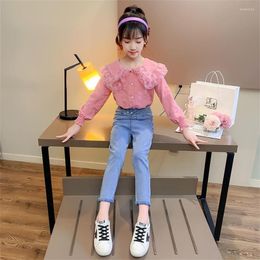 Clothing Sets 2023 Spring Autumn Girl Set Kids Outfits Plaid Shirt And Pant School Child Tracksuit For Girls Clothes