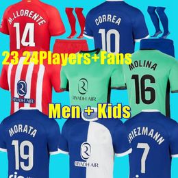 Soccer 23 GRIEZMANN MORATA 24 Jerseys MEMPHIS 2023 2024 120th M.llorente CORREA KOKE Atletico Madrids Camisetas De Futbol LEMAR CARRASCO Men Kids Kit Football 20 20