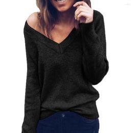 Women's Sweaters Women Long Sleeves T-shirt Bottoming Shirt Round Neck Or V Black White Solid Color Top Homewear