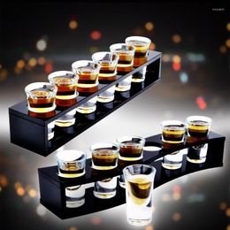 Wine Glasses Mini Cup Cocktail Whiskey Champagne Glass Thick-bottomed Straight With Black Wooden Rack 6pc/lot