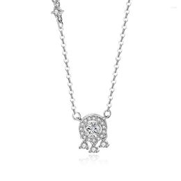 Chains 925 Sterling Silver Zircon Geometric Necklace For Women Girl Fashion Round Tassel Design Jewellery Birthday Gift Drop