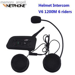 Walkie Talkie Vnetphone V6 BT Interphone 1200m Motorcycle Bluetooth Helmet Headset Intercom Intercomunicador Moto Interfones For 6 Riders HKD230925