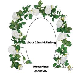 Dried Flowers 2M White Artificial Vine Fake Rose Flower Rattan for Wedding Christmas Decoration 230923