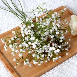 Dried Flowers 90Heads 52cm White Artificial Wedding DIY Bouquet Decoration Arrangement Plastic Babies Breath Fake Flower Home Decor 230923