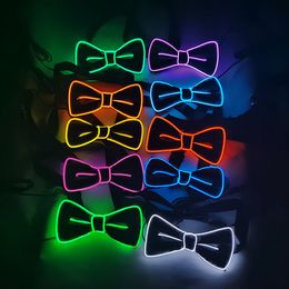 Party Favour Glowing LED Men Women Bow Tie Neon Fan Luminous Ties On Birthday Music Nightclub Cosplay Costume Decor Accessories Q587