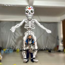 3.5m Halloween Parade Puppet Walking Inflatable Human Skeleton Blow Up Dummy Marionette For Carnival Event