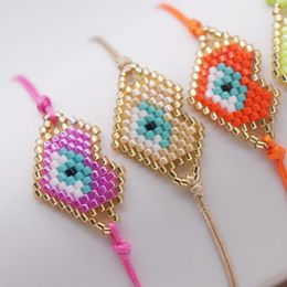 Strand Beaded Bracelet Heart Shape Pattern Eye Originality Bohemia Hand Weaving Adjustable Fashion Simplicity Rice Beads