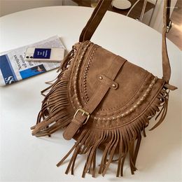 Evening Bags 2023 Europe And The United States Retro Tassel Bag Saddle Fashion Trend Of Hundred One Shoulder