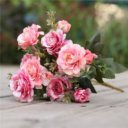 Dried Flowers 7 forks bouquet peony fake flower silk wedding home decoration rose 230923