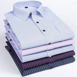 Men's Casual Shirts Classic In Cotton Long-sleeve For Men Slim Fit Plain Shirt Striped Single Pocket Tops Soft Retro Elegants Clothes