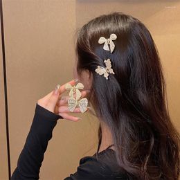 Hair Clips Korean Bow Pearl Mini Hairpin Female Fashion Simple Side Small Clip Super Sweetie Fairy Backhead Head Cute Jewelry