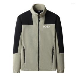 Men's Jackets 2024 Outerwear Autumn And Winter Coat Fashionable Standing Collar Loose Warm Zipper Fleece Jacket Custom Logo