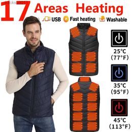 Men's Vests Men Vest Heated Vest Women Thermal Vest Heating Homme Hunting Heated Chauffante Areas 17 Usb S-6xl Jacket Heating Veste L230925