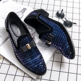 Dress Shoes Men Evening formal Dress Rhinestone Shoes Loafers Casual Prom Wedding Party Leather slip on Shoes Men Silver Plus Size 48 230925