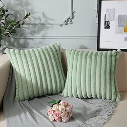 Cushion/Decorative Pillow Inyahome Throw Pillow Covers Soft Cozy Pillowcase Faux Rabbit Fur Cushion Cover for Couch Sofa Bed Chair Home Decor Saga Green 230923
