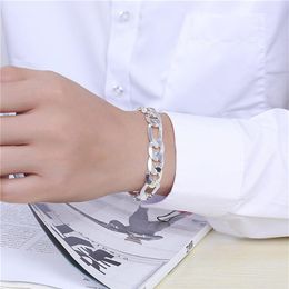 on 12M three simple hand chain - male 925 silver bracelet JSPB163 Beast gift men and women sterling silver plated Charm brac273t