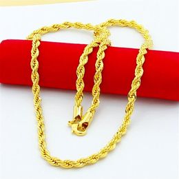 18K Real Gold Plated Stainless Steel Rope Chain Necklace 4MM for Men Gold Chains Fashion Jewelry Gift HJ2592642