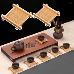 Table Mats Tea Coffee Cup Pad Placemats Decor Bamboo Coasters Durable Heat Resistant Square Drink Mat Dish Pot Pads