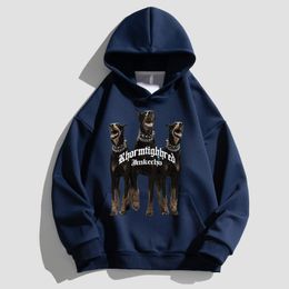 Men's Hoodies Sweatshirts Autumn Hooded Sportswear Doberman Print Retro Pullover Fashion Casual Couple's Streetwear Unisex Oversized Clothes 230925