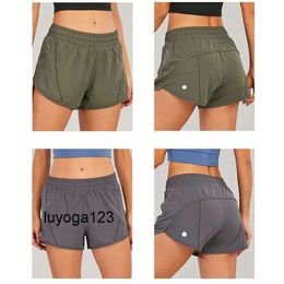 LL Women Yoga Outfits Short Lined Running Shorts With Zipper Pocket Gym Ladies Casual Sportswear For Girls Exercise Fitness 0160H