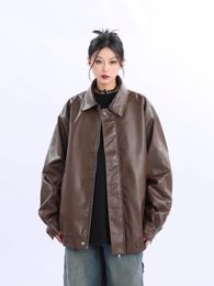 Women's Leather Faux Fur Autumn Traf American Women Coat Retro Brown Jacket 2023 Trf Jackets Clothing Winter 230923