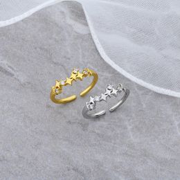 Cluster Rings Korean Fashion Stars Adjustable Mini Zircon For Teen Girls Accessories Gold Colour Slim Dainty Ring Jewellery Women KBR387