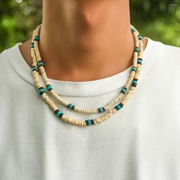 Chains 9 Styles Mens Summer Beach Wooden Beaded Surfer Necklace Simple Geometric Tribal Ethnic Handmade Chain Steampunk Male Jewellery