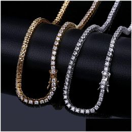 Tennis Graduated 3 5Mm Iced Out Necklaces Aaa Cubic Zirconia Copper Diamond Designer 1 Row Fashion Hip Hop Jewelry For Men Women 18K G Dhoqn