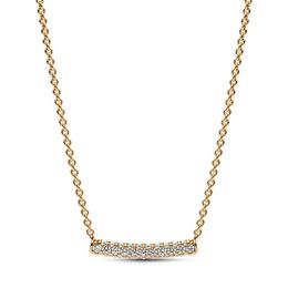 Pan Dora Timeless Pave Single-row Bar Collier Necklace Authentic 925 Sterling Silver With Clear Cubic Zirconia DIY Fine Jewellery Necklace 362635C01-45