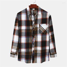 Men's Dress Shirts Mens Flannel Shirt Long Sleeve Regular Fit Button Down Plaid For Men Autumn