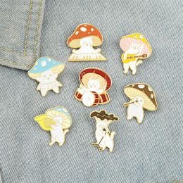 Colorful Mushroom Musical Instruments Pins Alloy Shii-take Modeling Collar Brooches Cartoon Children Music Festival Gift Clothing 233C