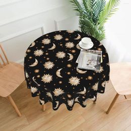 Table Cloth Retro Celestial Sun Tablecloth Moon Gold Black Print Custom Protection Cover Polyester Party Wholesale Square