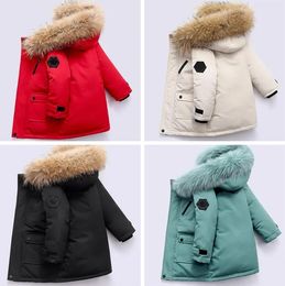 2023 winter designer childrens coat boys down coat real raccoon fur thick warm baby coat 212 girls jacket years kid