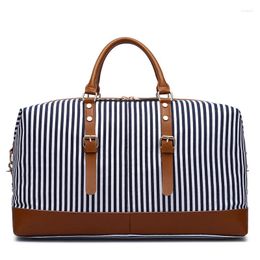 Duffel Bags Large Capacity Luggage Striped Handbag Men's Big Outdoor Travel Duffle Canvas Travelling Carry On Weekend Hand Bag